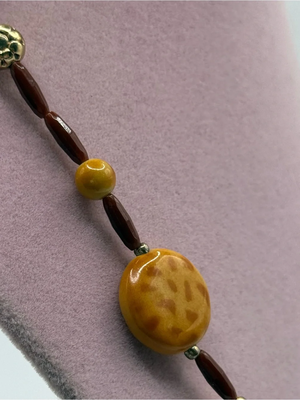Yellow Brown Beaded Necklace - Women Jewelry